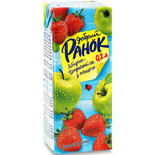 Сік яблучно-полуничний з м'якоттю ТМ Добрий Ранок 0,2л